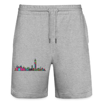 Moderne Linienkunst der Stadtsilhouette von Nantes City - Stanley/Stella Unisex Bio Joggingshorts Trainer  - Grau meliert - Vorne - Nik (191cm) & Marisol (170cm)