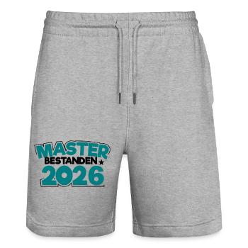 Master 2026 Abschluss Promotion Sponsion - Stanley/Stella Unisex Bio Joggingshorts Trainer  - Grau meliert - Vorne - Nik (191cm) & Marisol (170cm)
