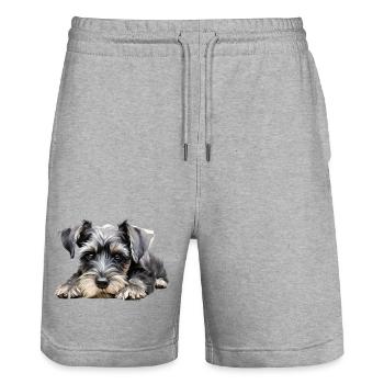 Schnauzer nain - Short de jogging bio TRAINER Stanley/Stella unisexe - gris chiné - Devant - Nik (191cm) & Marisol (170cm)
