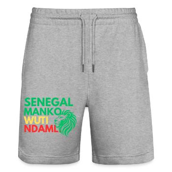 Sénégal Manko Wuti Ndaml | Sénégalais Teranga - Short de jogging bio TRAINER Stanley/Stella unisexe - gris chiné - Devant - Nik (191cm) & Marisol (170cm)