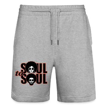 Musician heartbeat equalizer tee Funk Retro Groove - Stanley/Stella Trainer Unisex Organic Jogging Shorts - heather grey - Front - Nik (191cm) & Marisol (170cm)