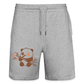 Kuschelpanda mit Bambus - Stanley/Stella Unisex Bio Joggingshorts Trainer  - Grau meliert - Vorne - Nik (191cm) & Marisol (170cm)
