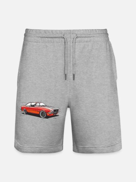 Roter Oldtimer-Coupéwagen - Stanley/Stella Unisex Bio Joggingshorts Trainer - Grau meliert