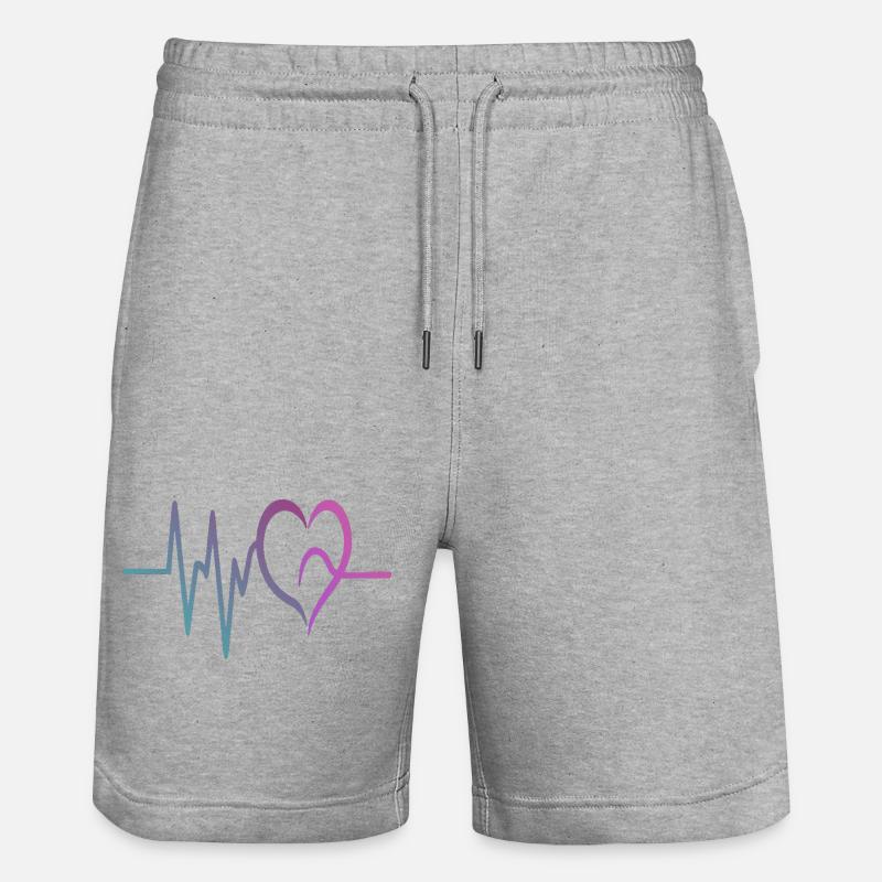 Cœur ECG à gradient - Short de jogging bio TRAINER Stanley/Stella unisexe - gris chiné