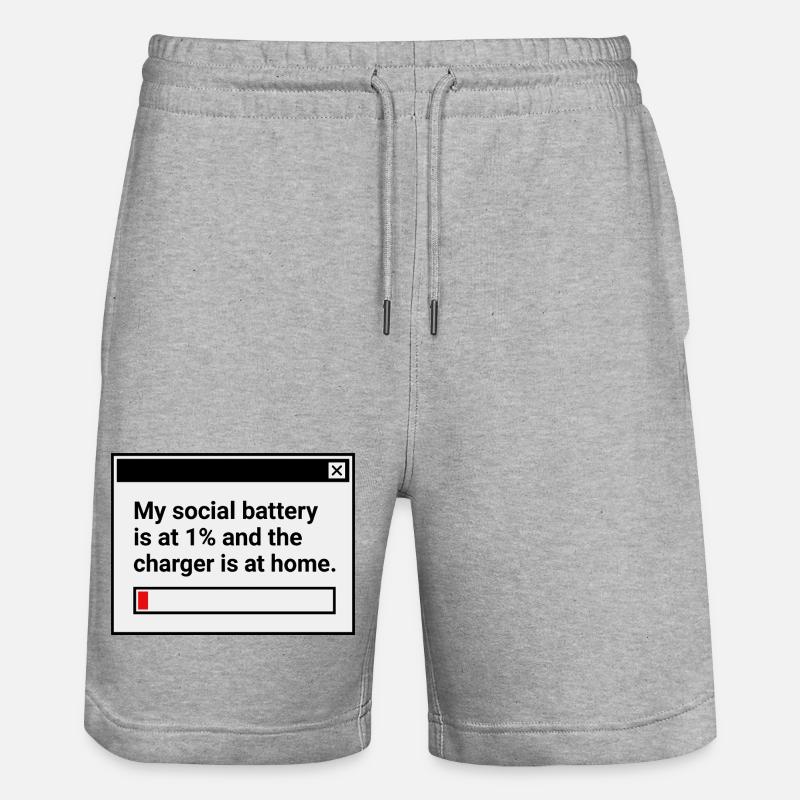 Ma batterie sociale est à 1 % - Short de jogging bio TRAINER Stanley/Stella unisexe - gris chiné
