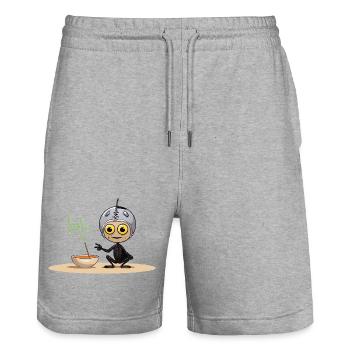 Skeleton in space helmet plants offspring - Stanley/Stella Trainer Unisex Organic Jogging Shorts - heather grey - Front - Nik (191cm) & Marisol (170cm)