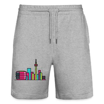 Birmingham City Skyline Library Moderne Linienkunst - Stanley/Stella Unisex Bio Joggingshorts Trainer  - Grau meliert - Vorne - Nik (191cm) & Marisol (170cm)