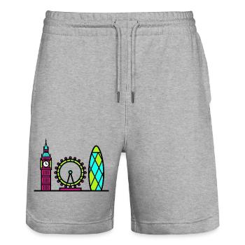 London City Skyline Big Ben Modern Line Art - Stanley/Stella Trainer Unisex Organic Jogging Shorts - heather grey - Front - Nik (191cm) & Marisol (170cm)