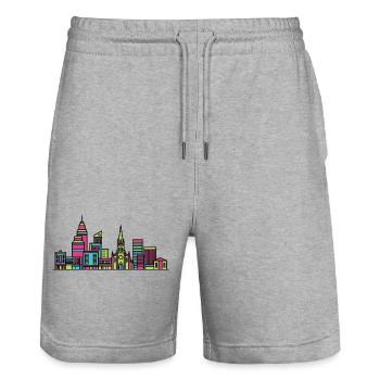 Sheffield City Skyline Rathaus Moderne Linienkunst - Stanley/Stella Unisex Bio Joggingshorts Trainer  - Grau meliert - Vorne - Nik (191cm) & Marisol (170cm)