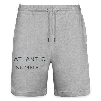 Atlantic Summer - Stanley/Stella Trainer Unisex Organic Jogging Shorts - heather grey - Front - Nik (191cm) & Marisol (170cm)