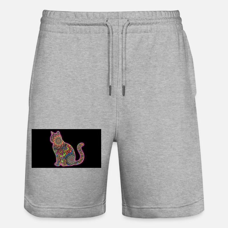 Psychedelic Cat Patterns - Stanley/Stella Trainer Unisex Organic Jogging Shorts - heather grey