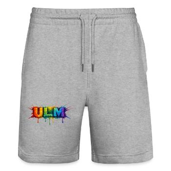 Regenbogenfarben ULM Schriftzug - Stanley/Stella Unisex Bio Joggingshorts Trainer  - Grau meliert - Vorne - Nik (191cm) & Marisol (170cm)