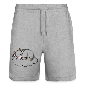 Schlafende Kuh Wolke Traum Baby - Stanley/Stella Unisex Bio Joggingshorts Trainer  - Grau meliert - Vorne - Nik (191cm) & Marisol (170cm)