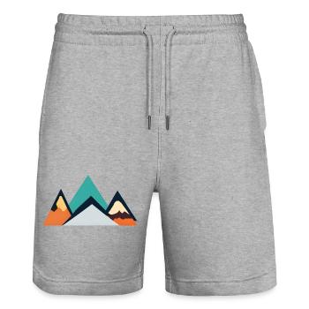 Minimalist Mountain Emblem | Mountains - Stanley/Stella Trainer Unisex Organic Jogging Shorts - heather grey - Front - Nik (191cm) & Marisol (170cm)