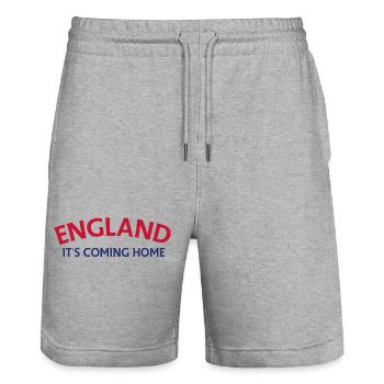 England It's Coming Home Banner - Stanley/Stella Trainer Unisex Organic Jogging Shorts - heather grey - Front - Nik (191cm) & Marisol (170cm)