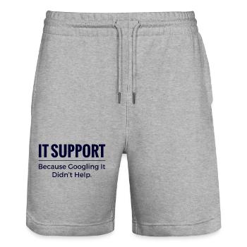 IT Support Shirt – Because Googling It Didn’t Help - Stanley/Stella Trainer Unisex Organic Jogging Shorts - heather grey - Front - Nik (191cm) & Marisol (170cm)