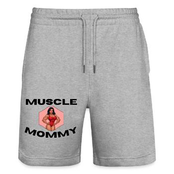 Muscle Mommy Kraftdesign - Stanley/Stella Unisex Bio Joggingshorts Trainer  - Grau meliert - Vorne - Nik (191cm) & Marisol (170cm)