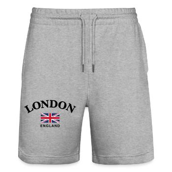 London, England - Stanley/Stella Trainer Unisex Organic Jogging Shorts - heather grey - Front - Nik (191cm) & Marisol (170cm)