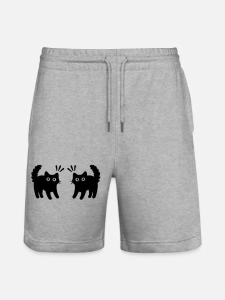 Katzen Paar - Stanley/Stella Unisex Bio Joggingshorts Trainer - Grau meliert