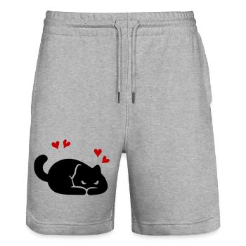 Cœur de Chat Amour - Short de jogging bio TRAINER Stanley/Stella unisexe - gris chiné - Devant - Nik (191cm) & Marisol (170cm)
