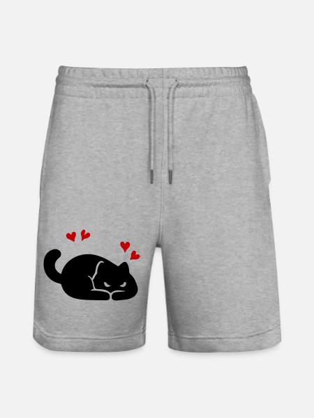 Katze Herz Liebe - Stanley/Stella Unisex Bio Joggingshorts Trainer  - Grau meliert