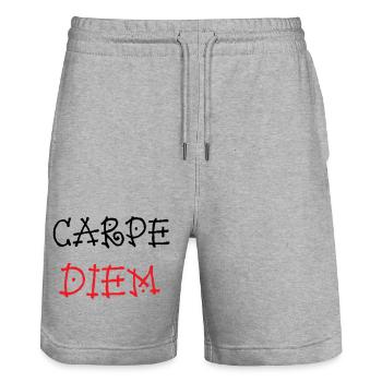 Carpe Diem - Epicurien - Short de jogging bio TRAINER Stanley/Stella unisexe - gris chiné - Devant - Nik (191cm) & Marisol (170cm)