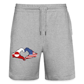 Drapeau des États-Unis Mains Forme de cœur - Short de jogging bio TRAINER Stanley/Stella unisexe - gris chiné - Devant - Nik (191cm) & Marisol (170cm)