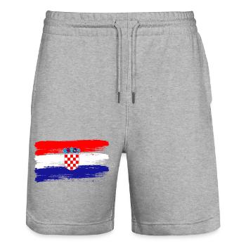 Croatian Flag Football Fan Sports Heritage - Stanley/Stella Unisex Bio Joggingshorts Trainer  - Grau meliert - Vorne - Nik (191cm) & Marisol (170cm)