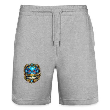 Little Blue Tea Copper Dragon - Stanley/Stella Trainer Unisex Organic Jogging Shorts - heather grey - Front - Nik (191cm) & Marisol (170cm)