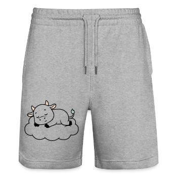 Schlafende Kuh Wolke Traum Baby - Stanley/Stella Unisex Bio Joggingshorts Trainer  - Grau meliert - Vorne - Nik (191cm) & Marisol (170cm)