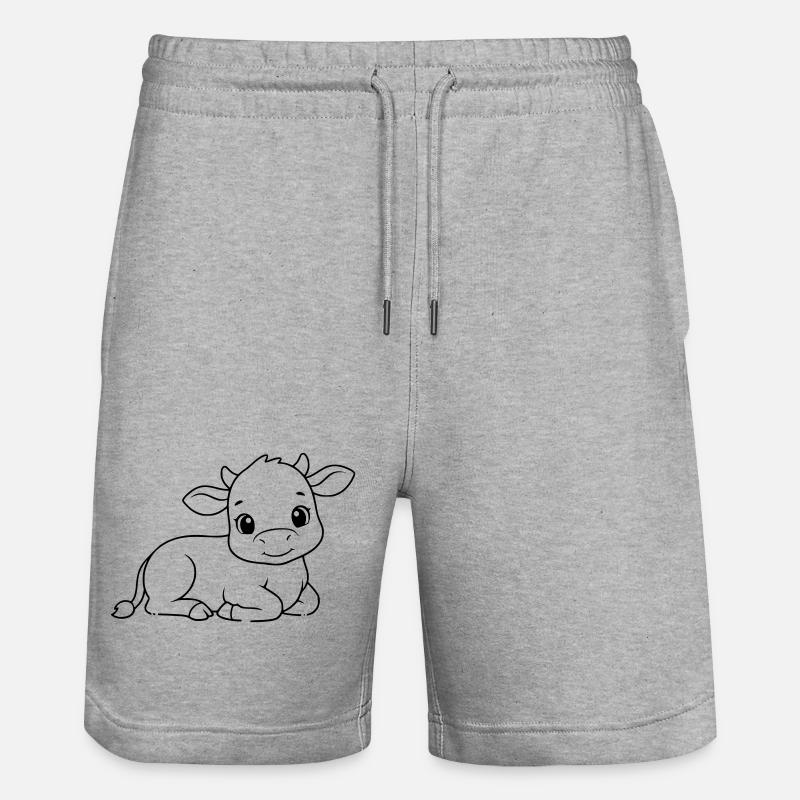 Silhouette du bébé vache veau allongée - Short de jogging bio TRAINER Stanley/Stella unisexe - gris chiné