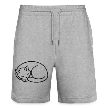 Sleeping Cat Line Study - Stanley/Stella Trainer Unisex Organic Jogging Shorts - heather grey - Front - Nik (191cm) & Marisol (170cm)