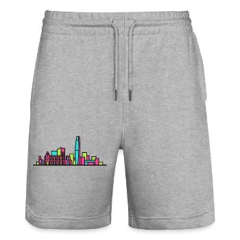 Reading City Skyline Blade Building Moderne Kunst - Stanley/Stella Unisex Bio Joggingshorts Trainer  - Grau meliert - Vorne - Nik (191cm) & Marisol (170cm)