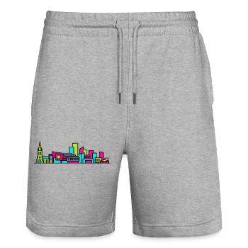 Derby City Skyline Kathedrale Moderne Linienkunst - Stanley/Stella Unisex Bio Joggingshorts Trainer  - Grau meliert - Vorne - Nik (191cm) & Marisol (170cm)