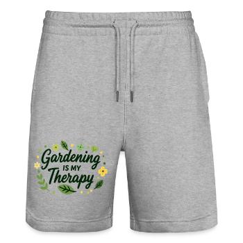 Gardening is my therapy for hobby gardeners - Stanley/Stella Trainer Unisex Organic Jogging Shorts - heather grey - Front - Nik (191cm) & Marisol (170cm)