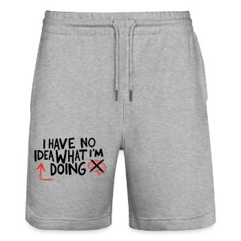 Keine Ahnung, was ich tue - Stanley/Stella Unisex Bio Joggingshorts Trainer  - Grau meliert - Vorne - Nik (191cm) & Marisol (170cm)