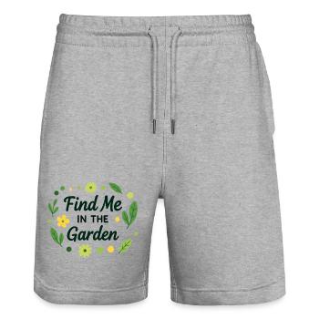 Find Me In The Garden for nature lovers - Stanley/Stella Trainer Unisex Organic Jogging Shorts - heather grey - Front - Nik (191cm) & Marisol (170cm)