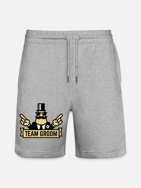 Team Groom (Pointing Stag Night Bachelor Party 3C) - Stanley/Stella Trainer Unisex Organic Jogging Shorts - heather grey