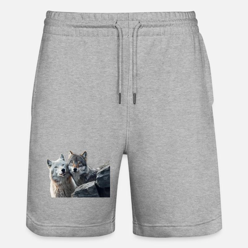 Wolves Duo sur le rock - Short de jogging bio TRAINER Stanley/Stella unisexe - gris chiné