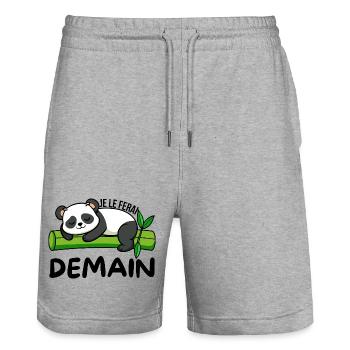 Funny T-Shirt "Je Le Do" Tomorrow - Funny Phrase - Stanley/Stella Trainer Unisex Organic Jogging Shorts - heather grey - Front - Nik (191cm) & Marisol (170cm)