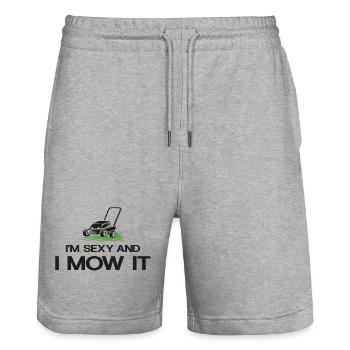 Sexy and i mow it Rasenmäher - Stanley/Stella Unisex Bio Joggingshorts Trainer  - Grau meliert - Vorne - Nik (191cm) & Marisol (170cm)