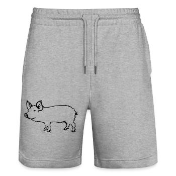 pig - Stanley/Stella Trainer Unisex Organic Jogging Shorts - heather grey - Front - Nik (191cm) & Marisol (170cm)