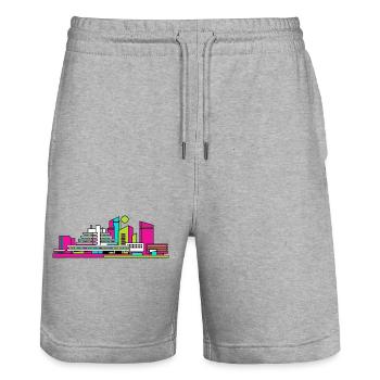 Cumbernauld City Skyline Moderne Linienzeichnung - Stanley/Stella Unisex Bio Joggingshorts Trainer  - Grau meliert - Vorne - Nik (191cm) & Marisol (170cm)