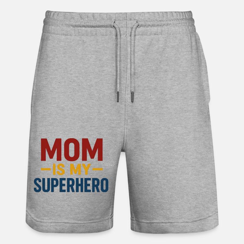 Maman Superhéros — Typographie audacieuse - Short de jogging bio TRAINER Stanley/Stella unisexe - gris chiné