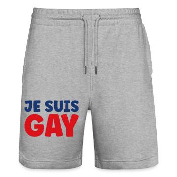 Ich bin schwul - Stanley/Stella Unisex Bio Joggingshorts Trainer  - Grau meliert - Vorne - Nik (191cm) & Marisol (170cm)