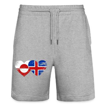 Cœur du drapeau du Groenland Islandade utilisé - Short de jogging bio TRAINER Stanley/Stella unisexe - gris chiné - Devant - Nik (191cm) & Marisol (170cm)