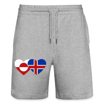 Drapeau du Groenland Danemark Cœur - Short de jogging bio TRAINER Stanley/Stella unisexe - gris chiné - Devant - Nik (191cm) & Marisol (170cm)