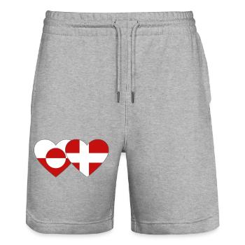 Drapeau du Groenland Danemark Cœur - Short de jogging bio TRAINER Stanley/Stella unisexe - gris chiné - Devant - Nik (191cm) & Marisol (170cm)