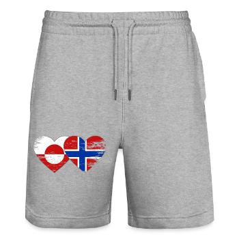 Mains du drapeau du Groenland, Norvège, forme de cœur utilisée - Short de jogging bio TRAINER Stanley/Stella unisexe - gris chiné - Devant - Nik (191cm) & Marisol (170cm)
