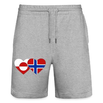 Drapeau du Groenland, Norvège, mains, forme de cœur - Short de jogging bio TRAINER Stanley/Stella unisexe - gris chiné - Devant - Nik (191cm) & Marisol (170cm)